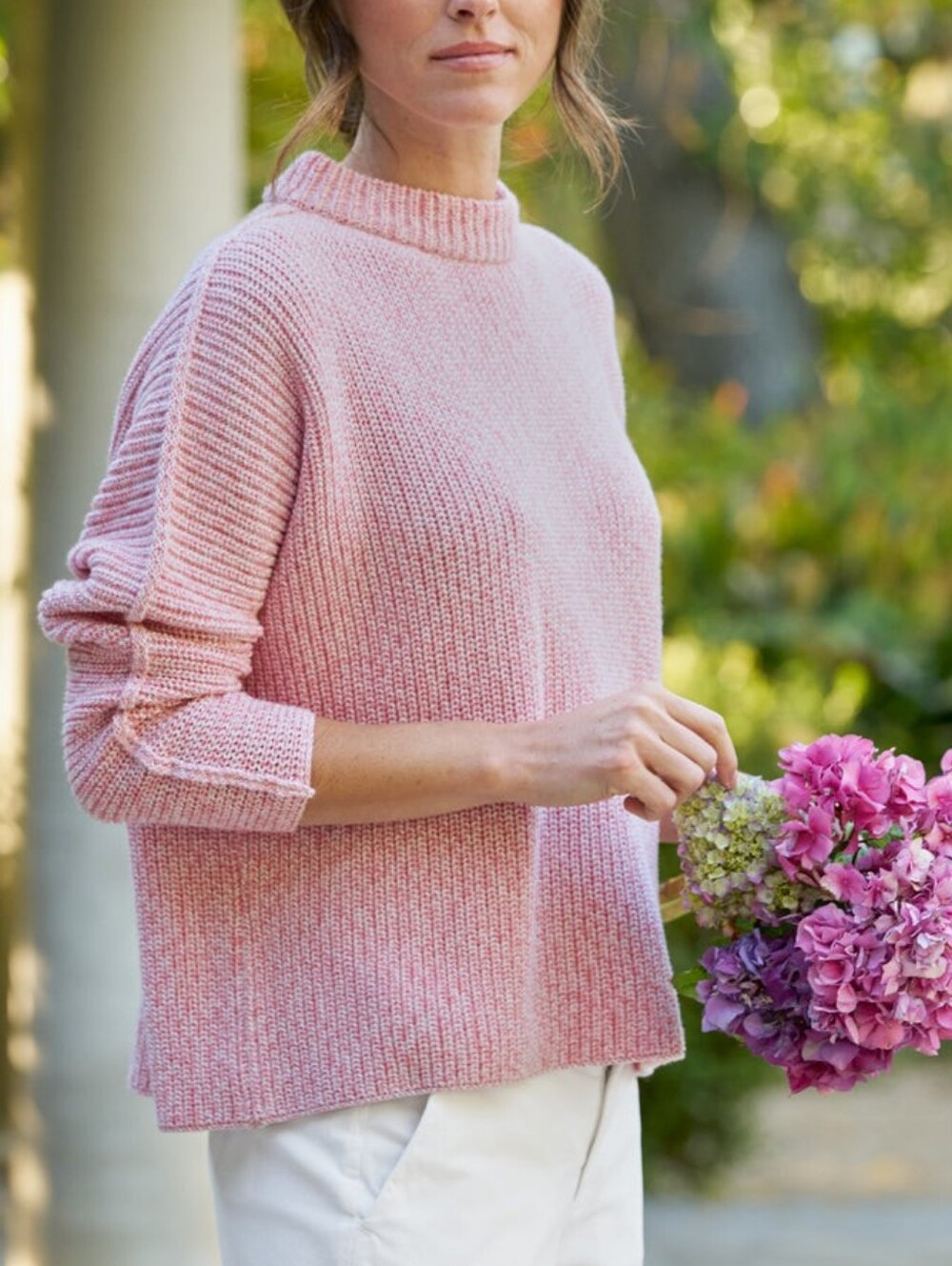 Frank & Eileen Women's Montecito Coral Pink Pullover 100% Cotton Sweater - Sz XS